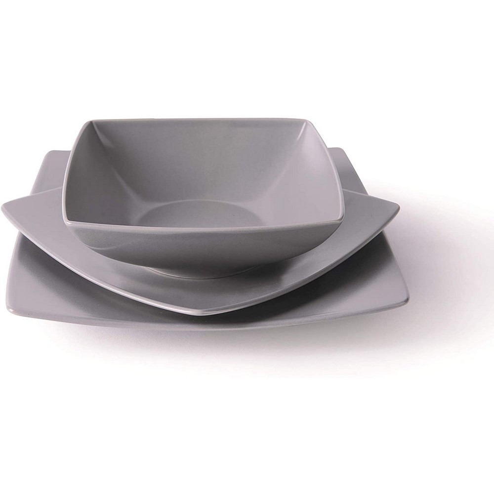 Ensemble de 18 assiettes de table en céramique grise ECLIPSE, moderne Excelsa